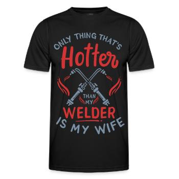 Mein Schweißgerät heißer als meine Frau - Männer Funktions-T-Shirt - Schwarz - Vorne - AI Model Male 178 dark (178cm)