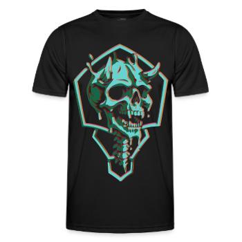 Crâne néon en hexagone - T-shirt sport Homme - noir - Devant - AI Model Male 178 dark (178cm)