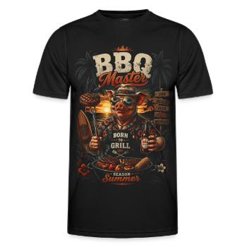 BBQ Master Tropic Pig – Humorvoll - Männer Funktions-T-Shirt - Schwarz - Vorne - AI Model Male 178 dark (178cm)