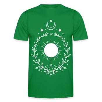 Soleil du solstice d’été – Symbole de la Lune et des Étoile - T-shirt sport Homme - vert - Devant - AI Model Male 178 dark (178cm)
