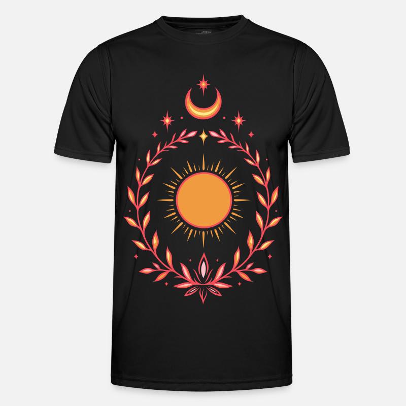 Mittsommer Sonne – Boho Litha Design - Männer Funktions-T-Shirt - Schwarz