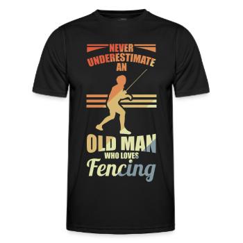 Ne sous-estimez jamais un vieil escrimeur - T-shirt sport Homme - noir - Devant - AI Model Male 178 dark (178cm)