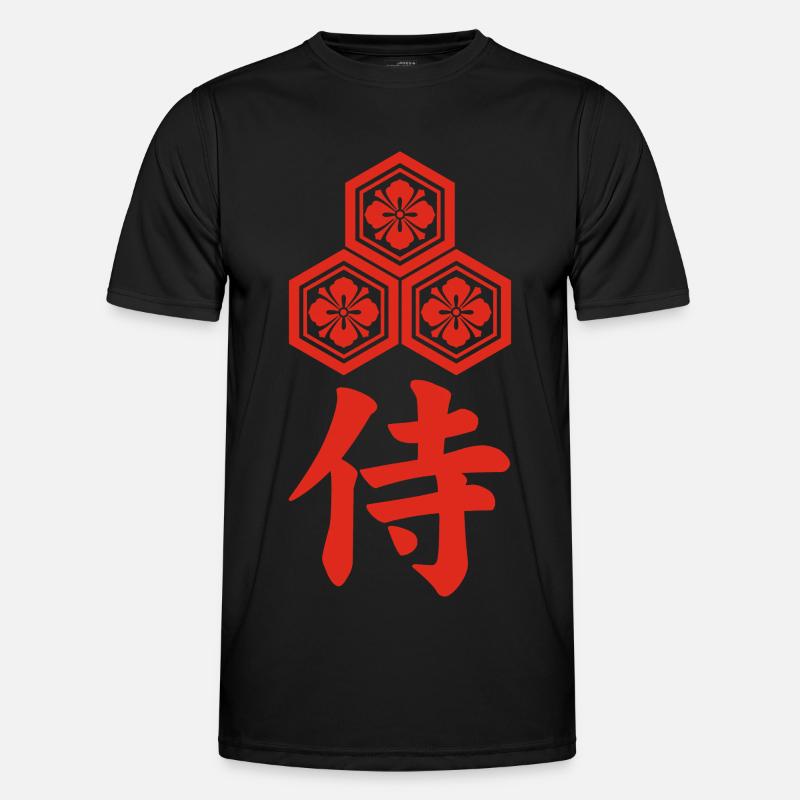 Samurai-Emblem des Asai-Clans (rot) - Männer Funktions-T-Shirt - Schwarz