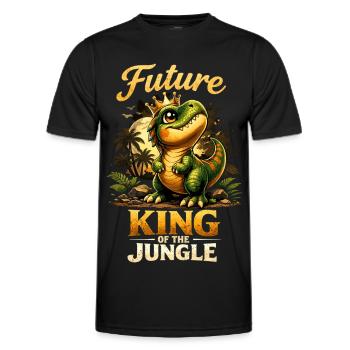 Futur Roi T-Rex – Petit Dino Fier - T-shirt sport Homme - noir - Devant - AI Model Male 178 dark (178cm)