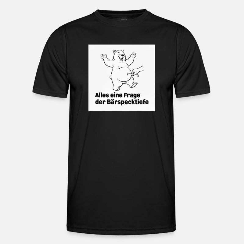 Bear Fat Depth White - Men's Functional T-Shirt - black