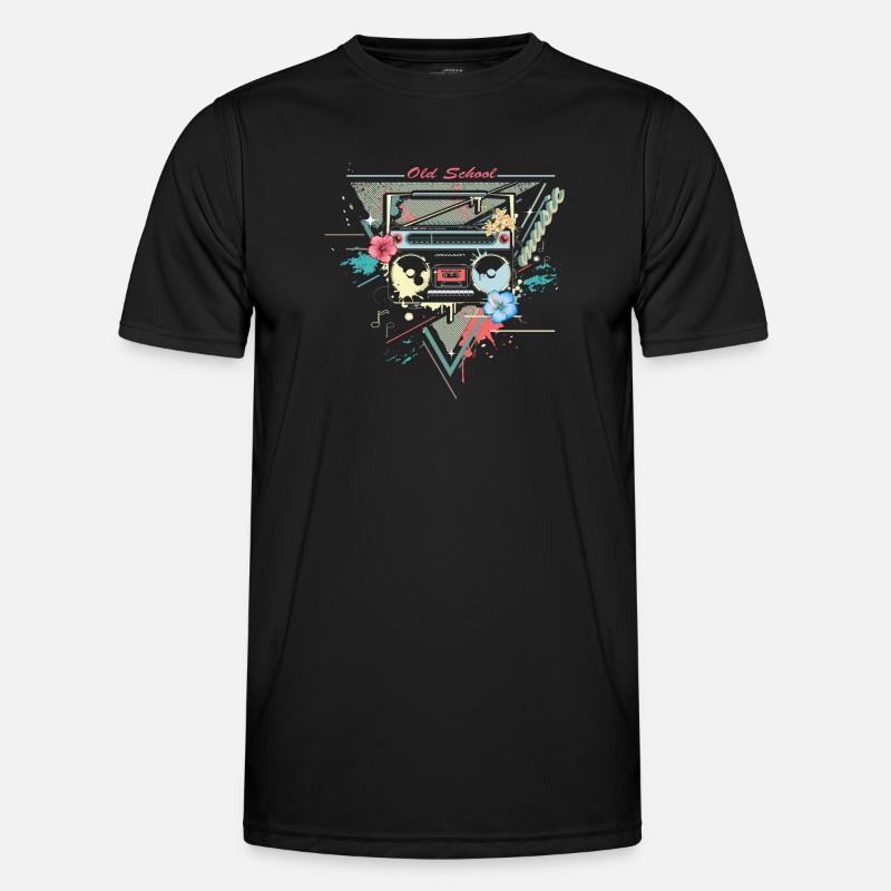 Ghettoblaster retro graffiti - Men's Functional T-Shirt - black
