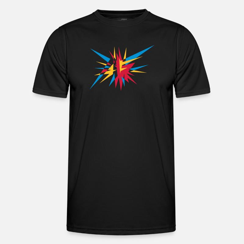 Explosion und Strahlen - Männer Funktions-T-Shirt - Schwarz