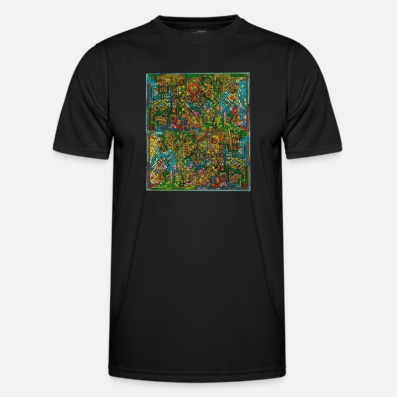 Lebendige Labyrinth-Linienkunst Männer Funktions-T-Shirt