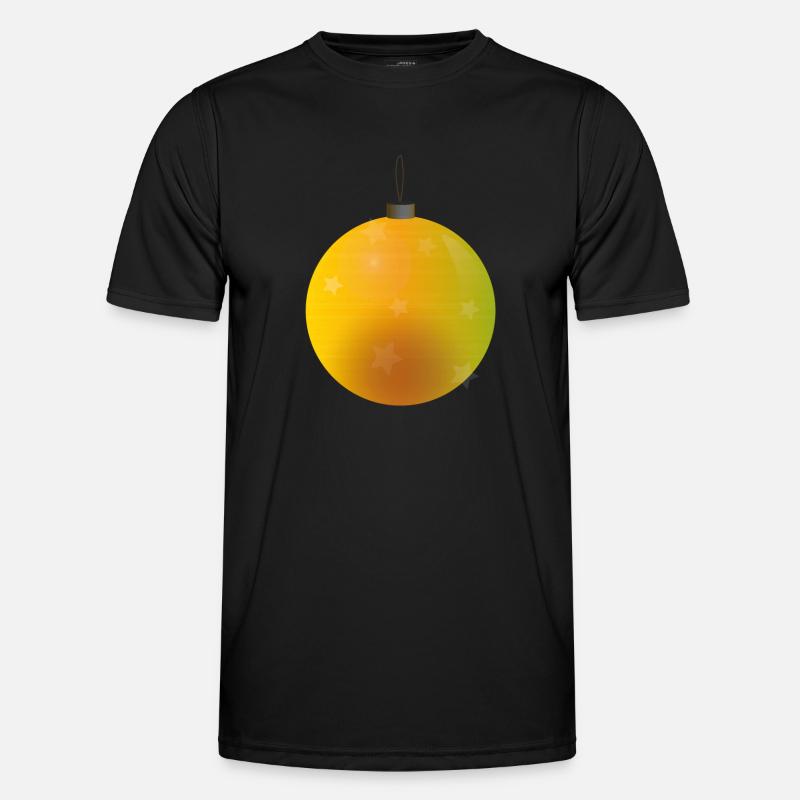gelbliche Weihnachtskugel mit Sternen - Männer Funktions-T-Shirt - Schwarz