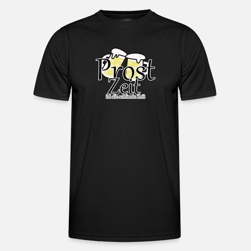 Prost Bier Biergarten Spruch - Männer Funktions-T-Shirt - Schwarz