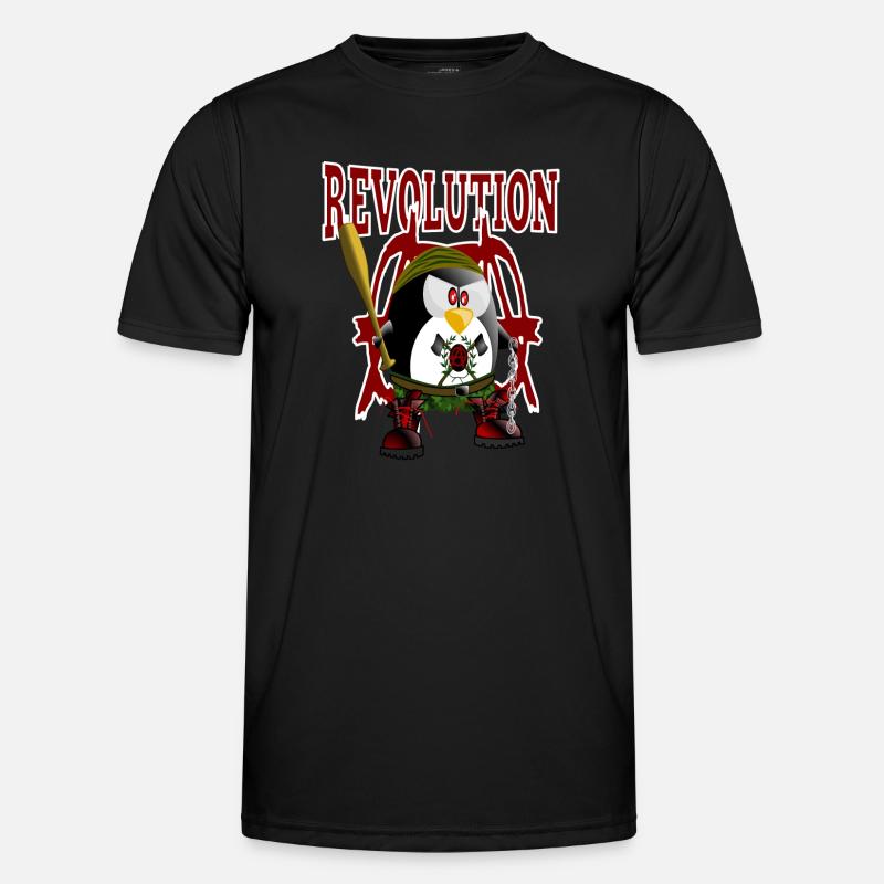 Pinguin, Revolution - Männer Funktions-T-Shirt - Schwarz