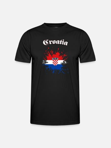 Kroatien Splatter Croatia - Männer Funktions-T-Shirt - Schwarz