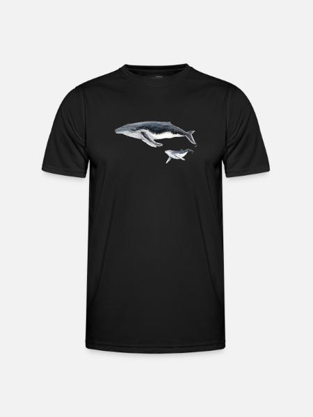 Buckelwal mit Baby Megaptera Wal - Männer Funktions-T-Shirt - Schwarz