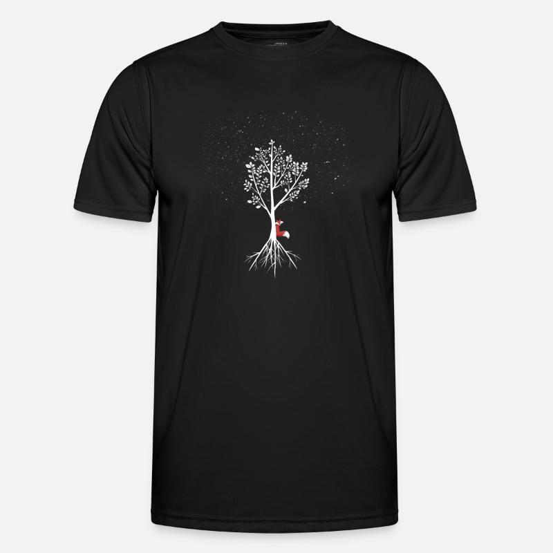 Willow with fox and roots - Men's Functional T-Shirt - black