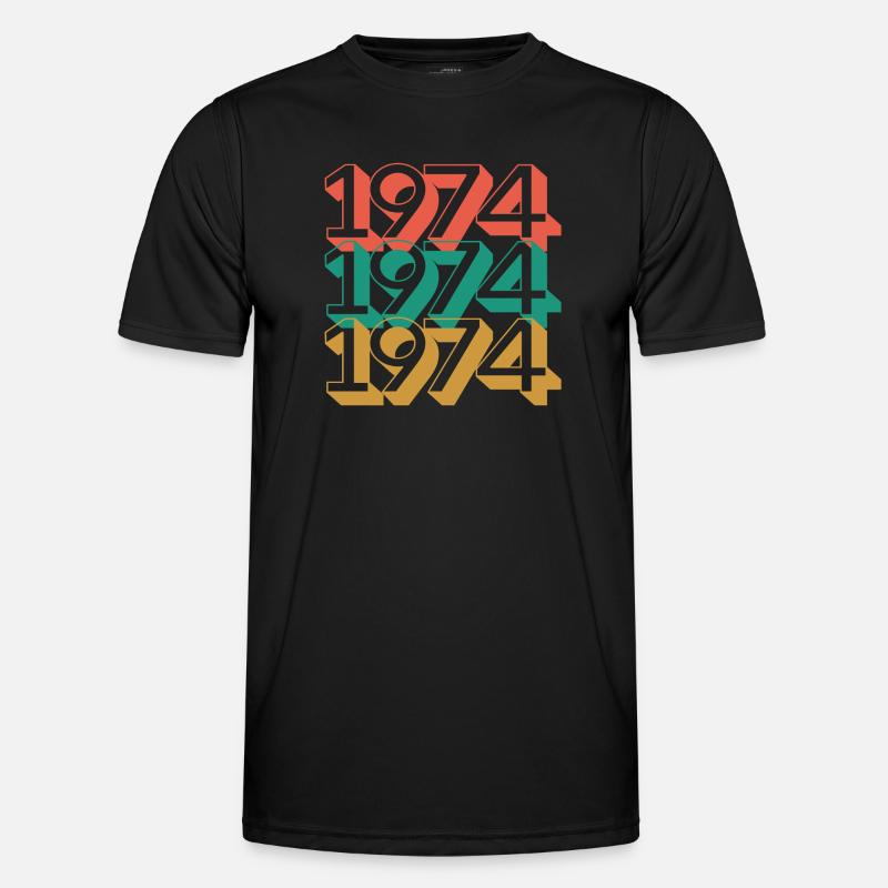 Retro 1974 Color Block Pattern Men's Functional T-Shirt