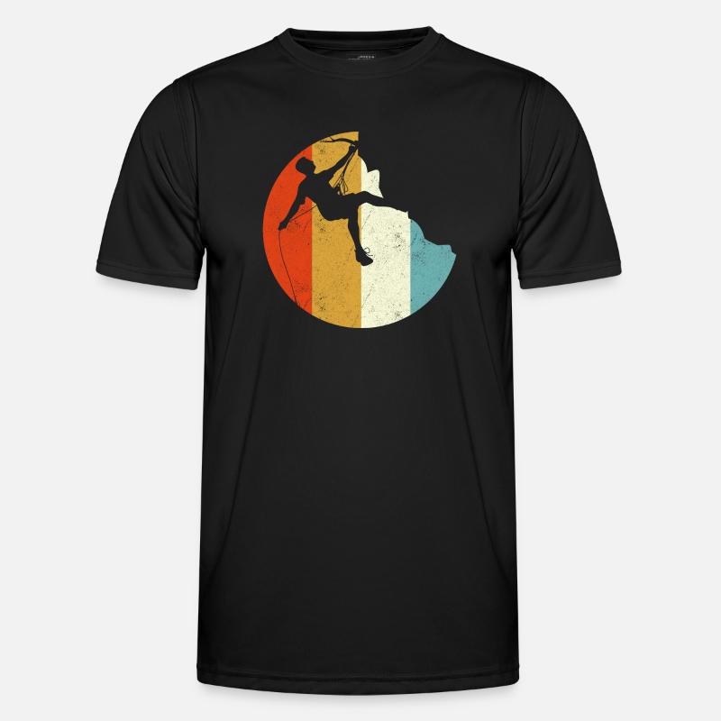 Climber Silhouette on Rainbow Gradient Globe - Men's Functional T-Shirt - black