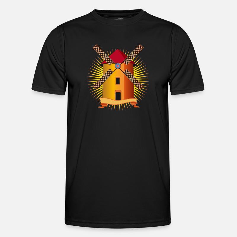 goldene Windmühle mit strahlendem Hintergrund Männer Funktions-T-Shirt