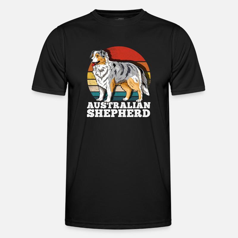 Australian Shepherd Aussie Retro - Männer Funktions-T-Shirt - Schwarz
