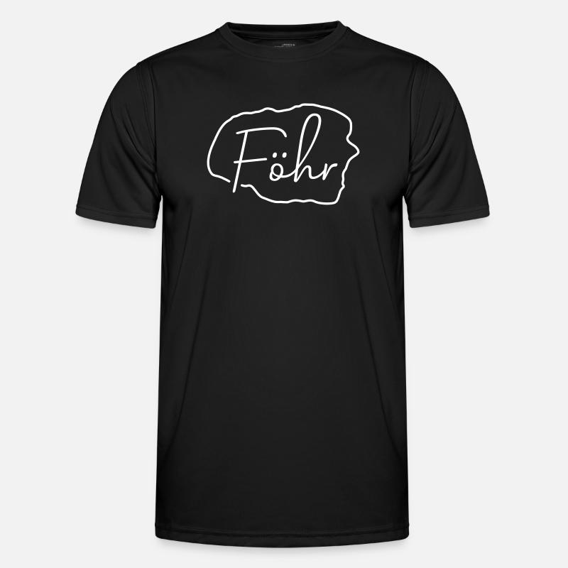 Foehr | Map line art minimalism - Men's Functional T-Shirt - black