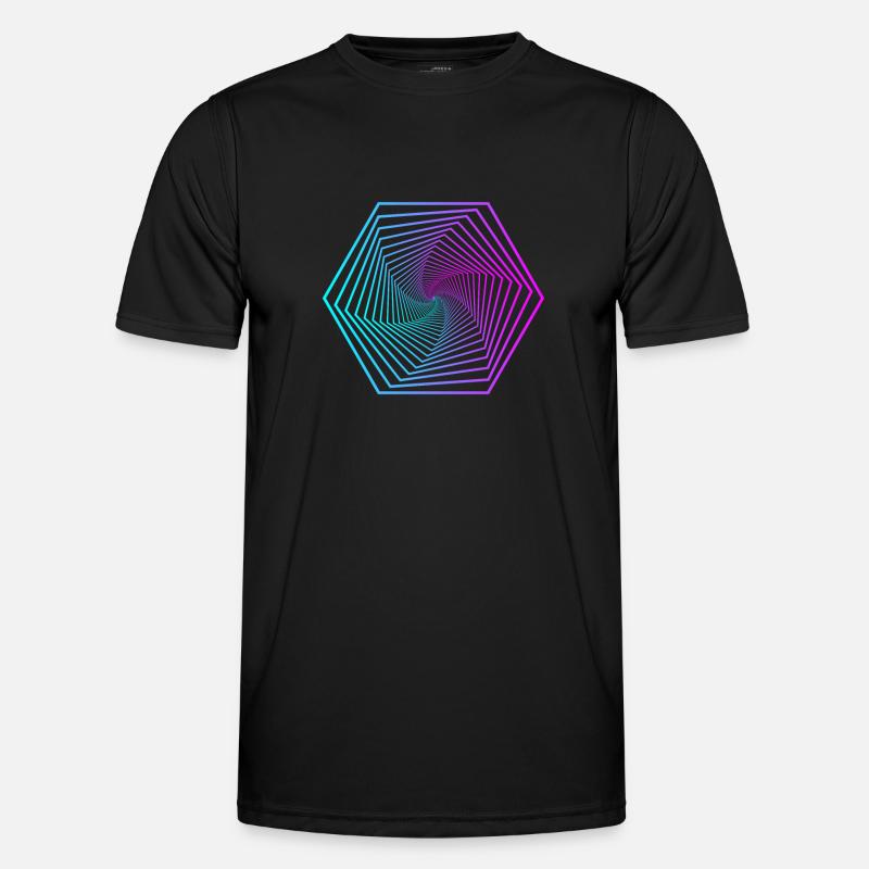 Neon-Polygonspirale Gradient Männer Funktions-T-Shirt