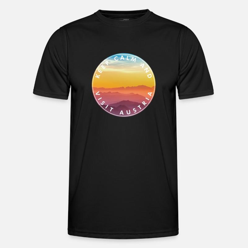 Keep Calm Visit Austria Kreis Badge - Männer Funktions-T-Shirt - Schwarz