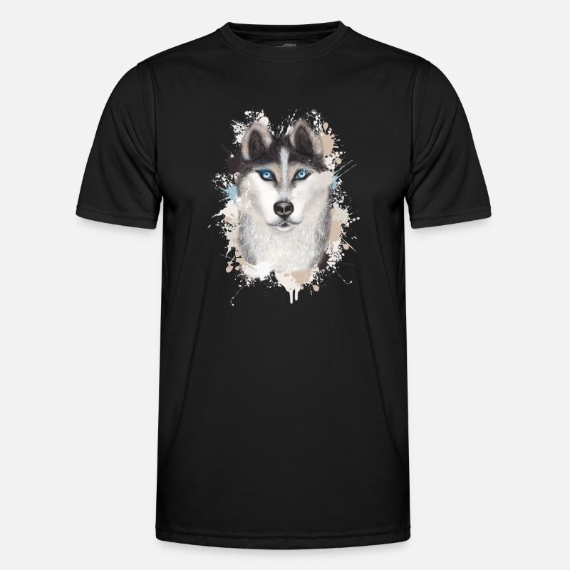 Wolf - Männer Funktions-T-Shirt - Schwarz