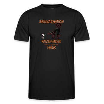 Katze - Katzenhasser werden im nächsten Leben Maus - Männer Funktions-T-Shirt - Schwarz - Vorne - AI Model Male 178 dark (178cm)
