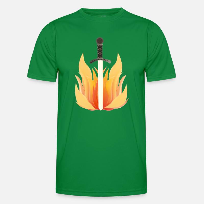 Long Sword with Flame Pattern, Fire Designs Men's Functional T-Shirt