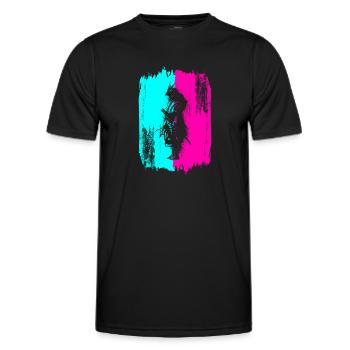 Samurai Krieger Japan Türkis Pink Kunst Manga - Männer Funktions-T-Shirt - Schwarz - Vorne - AI Model Male 178 dark (178cm)