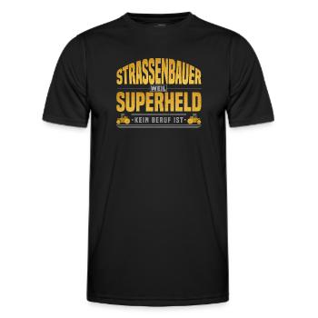 Strassenbauer Superheld - Männer Funktions-T-Shirt - Schwarz - Vorne - AI Model Male 178 dark (178cm)