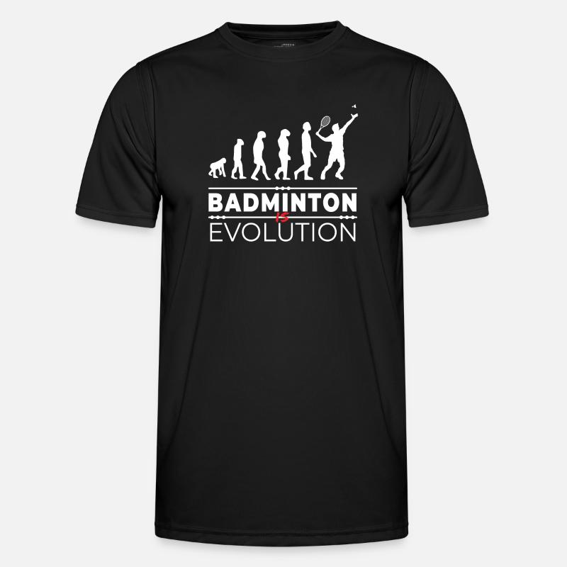 Badminton is evolution - Message Humor Parodie - Männer Funktions-T-Shirt - Schwarz
