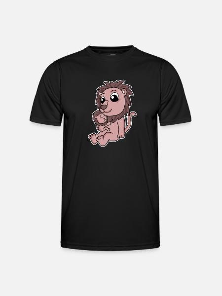 Lejonfamilj - Lejon med baby - Lejon - Funktions-T-shirt herr - svart