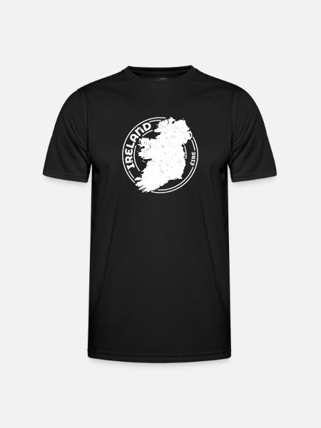 Ireland | Irish Map | Island Outline Stamp Design - Men's Functional T-Shirt - black