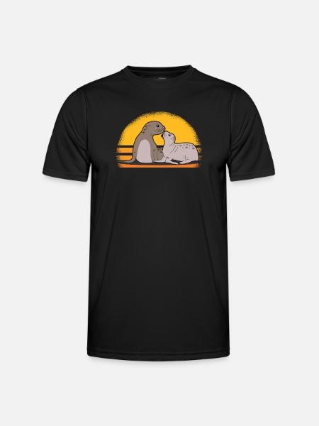 Seal med baby søde sæler sæler gave - Funktionsshirt til herrer - sort