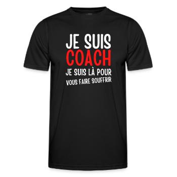 coach humour, je suis coach, coach sportif - T-shirt sport Homme - noir - Devant - AI Model Male 178 dark (178cm)