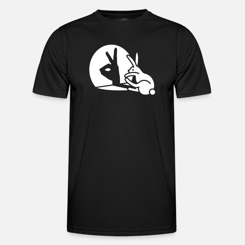 Funny Rabbit Hand Shadow Projection Rabbit - Men's Functional T-Shirt - black