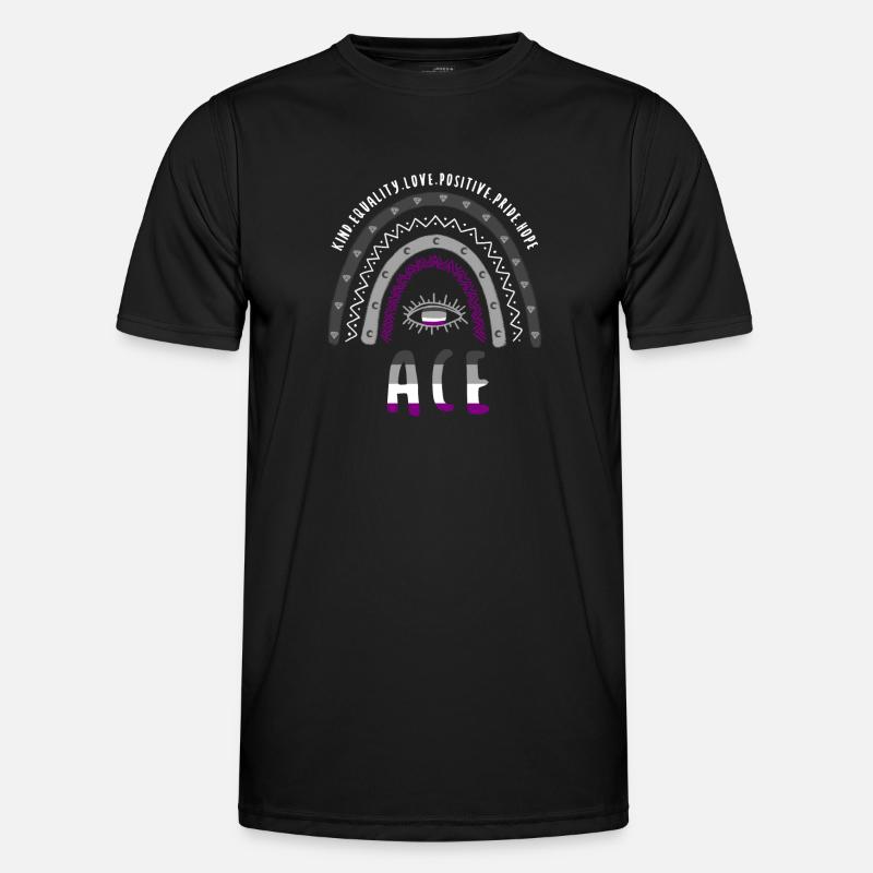 Boho Regenbogen Ace Pride - Männer Funktions-T-Shirt - Schwarz