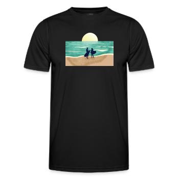 Surfeur au coucher du soleil d’été - T-shirt sport Homme - noir - Devant - AI Model Male 178 dark (178cm)