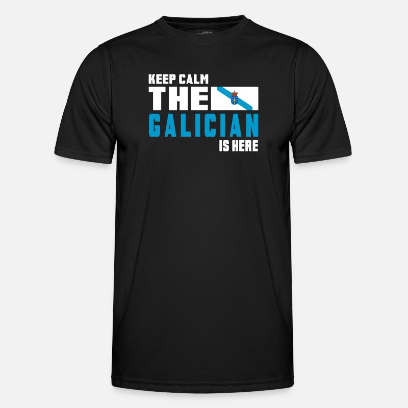 Keep calm Galicien Flaggen Design - Männer Funktions-T-Shirt - Schwarz