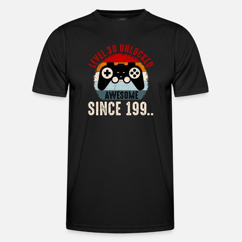 Level-30 Entsperrter Retro-Controller - Männer Funktions-T-Shirt - Schwarz