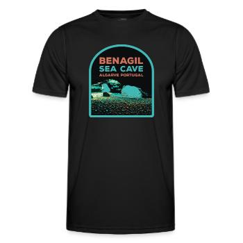 Berühmte Benagil Meereshöhle, Algarve Portugal - Männer Funktions-T-Shirt - Schwarz - Vorne - AI Model Male 178 dark (178cm)