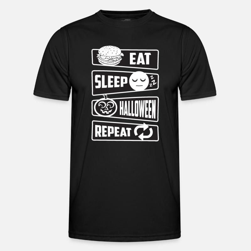 Eating, sleeping, Halloween, repeating - Men's Functional T-Shirt - black