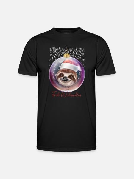 Frohe Weihnachten Weihnachtsoutfit Faultier - Männer Funktions-T-Shirt - Schwarz