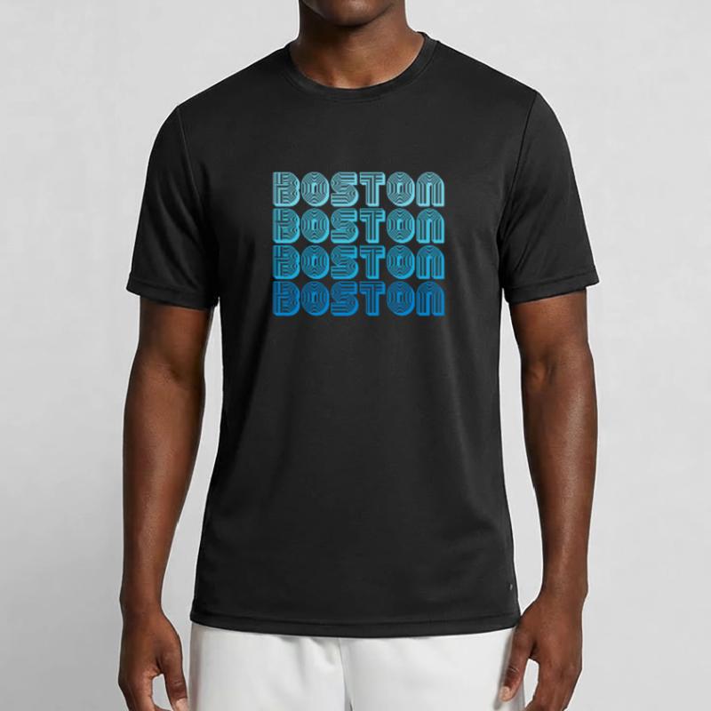 Boston Repeat Pattern Blue Gradient Men's Functional T-Shirt