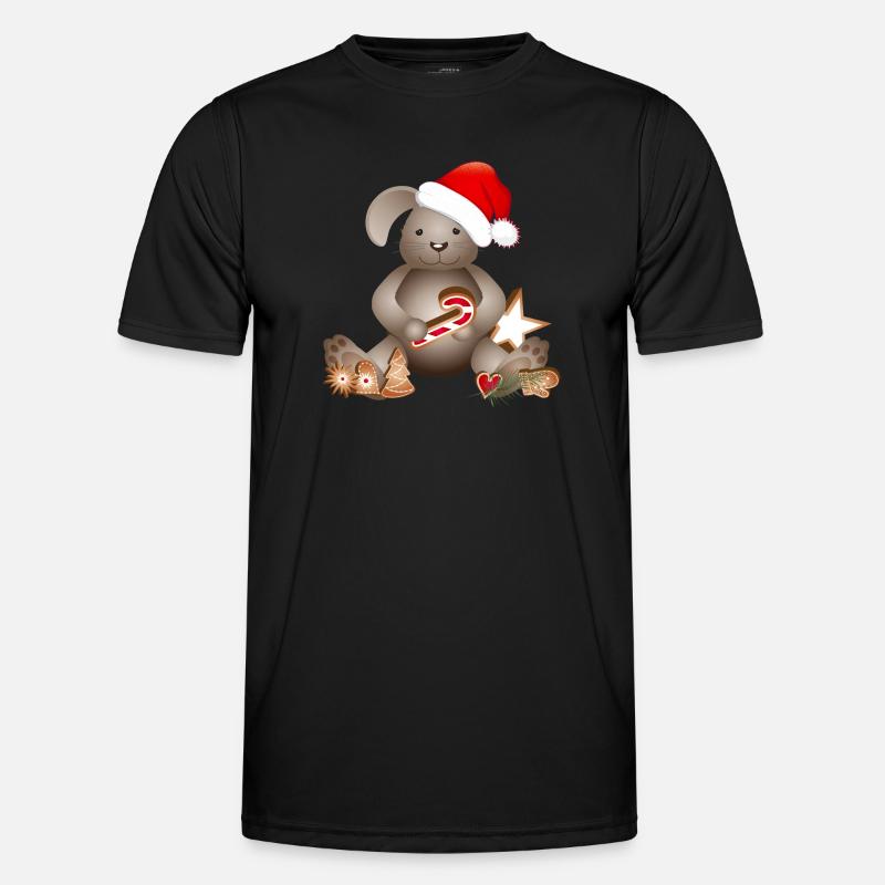 lapin doré pour Noël avec chapeau de Noël T-shirt sport Homme