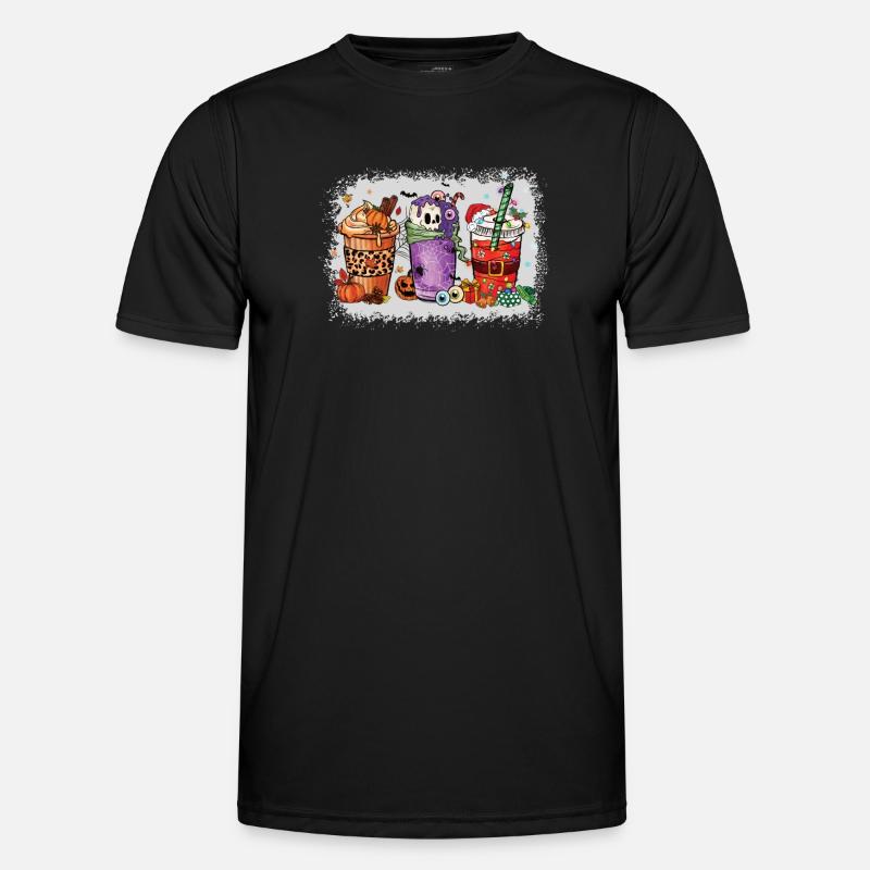 Coffee Cups Hallothanksmas Bleached - Men's Functional T-Shirt - black