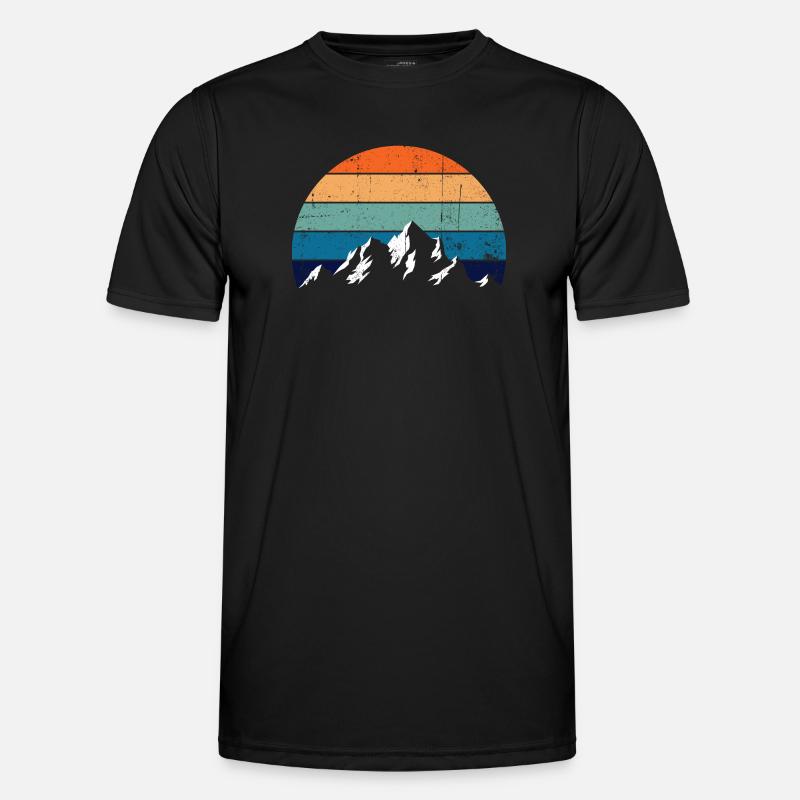 Retro Mountain Sunset Gradient - Men's Functional T-Shirt - black