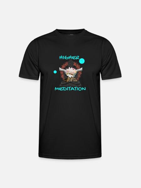 Höheres Meditation-Buddha mit Blumen - Männer Funktions-T-Shirt - Schwarz