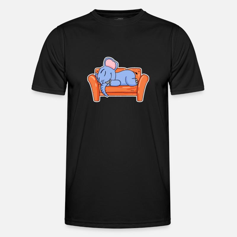 Elephant lying cute sleeping sleep - Men's Functional T-Shirt - black