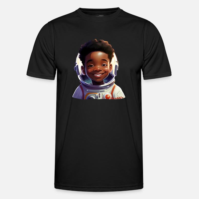 Junge Astronautin Mit Strahlen - Männer Funktions-T-Shirt - Schwarz